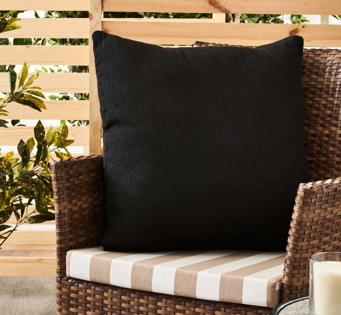 Coussin d'appoint classique intérieur/extérieur - Noir | Coussin décoratif classique pour l'intérieur et l'extérieur - noir | LX1027DP