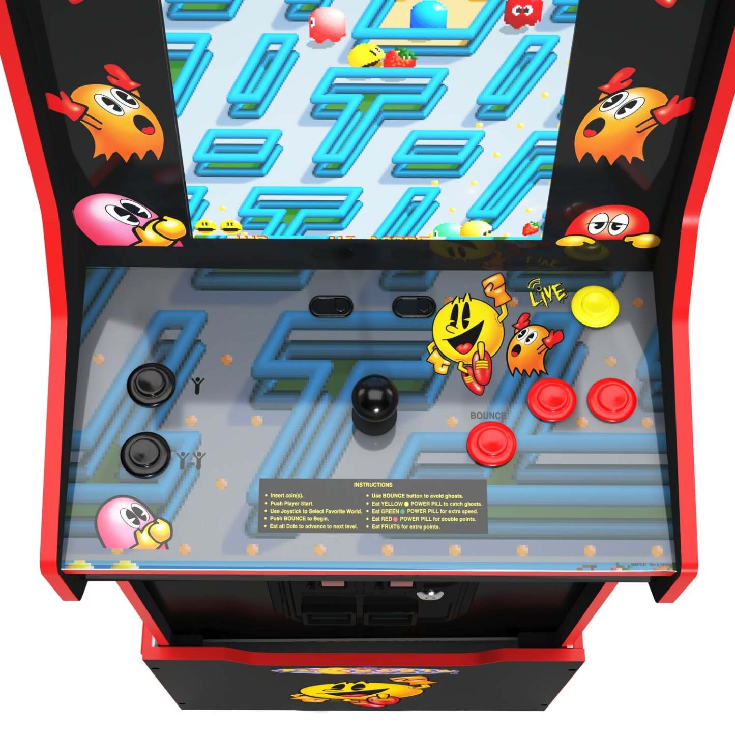 Arcade1Up Bandai Namco Legacy PAC-MANIA™ Edition Armoire d'arcade avec Riser | Borne d'arcade édition Bandai Namco Legacy PAC-MANIAMC de Arcade1Up avec plateforme | PACMANIE