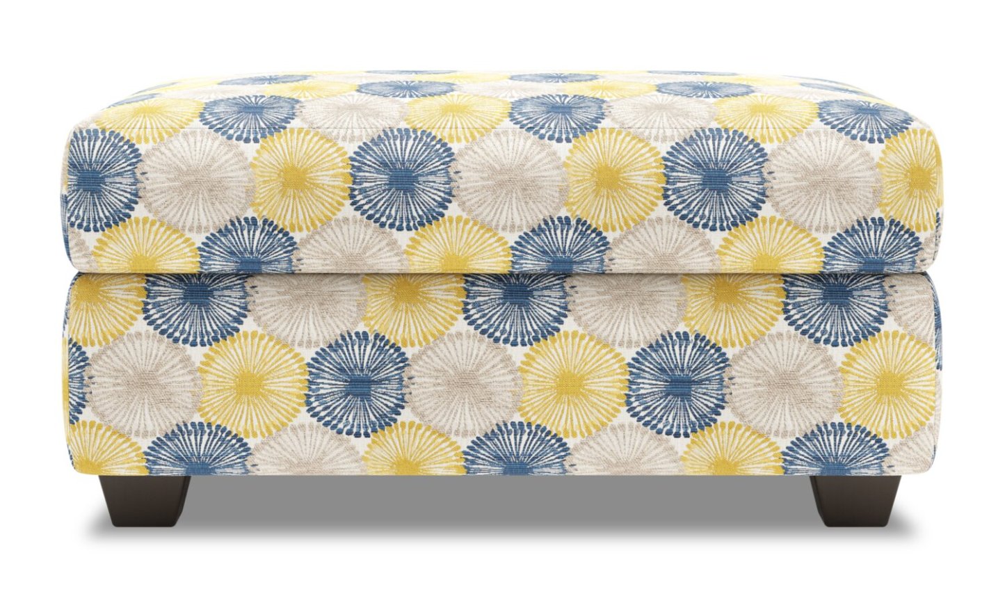 Fabriqué au Canada, canapé personnalisable, pouf de rangement The Trunk de 39 po en tissu - Sunshine multicolore | TRUN1159