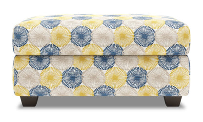 Fabriqué au Canada, canapé personnalisable, pouf de rangement The Trunk de 39 po en tissu - Sunshine multicolore | TRUN1159