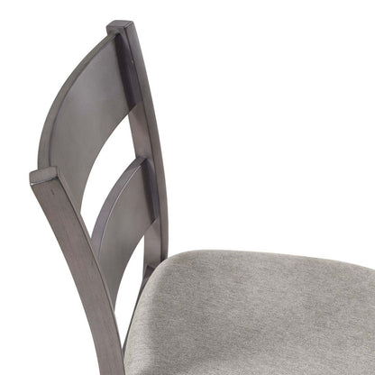 Chaise de salle à manger à hauteur de comptoir Krew avec tissu en polyester, dossier en échelle, mélamine - Gris | Chaise de salle à manger Krew de hauteur comptoir en tissu de polyester et en mélamine avec dossier en échelle - grise