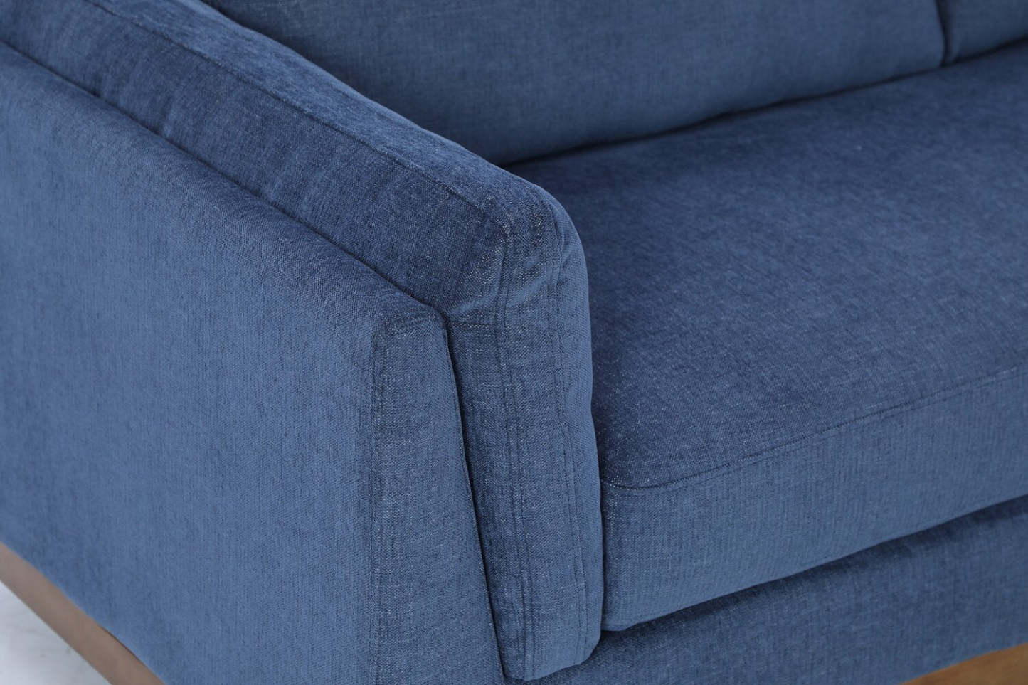 Sofa sectionnel de droite Zara 2 pièces en tissu avec fauteuil long et pattes en bois - bleu marine