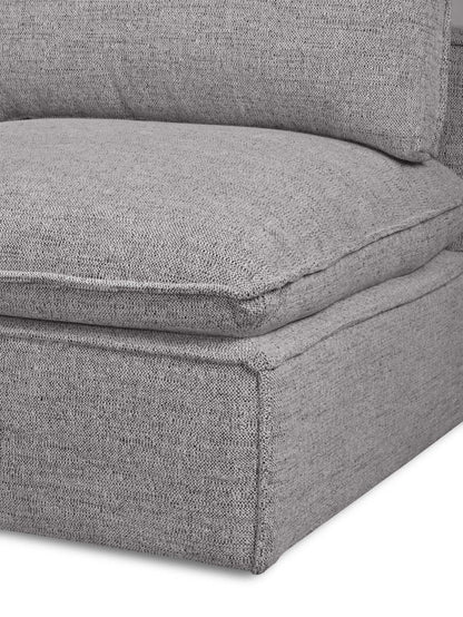 Fusion Modular 5-Piece Silver Grey Chenille Fabric Armless Sectional | Canapé sectionnel sans accoudoirs modulaire Fusion 5 pièces en tissu de chenille gris argenté