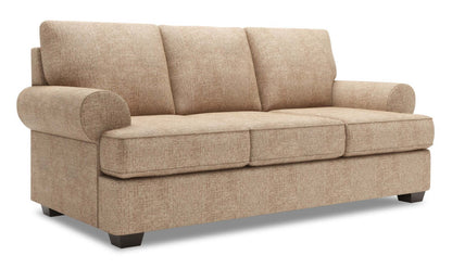 Canapé personnalisable fabriqué au Canada Canapé Lab Roll 86 en tissu chenille avec accoudoirs enroulés - taupe de luxe | Sofa Roll de Sofa Lab de 86 po fabriqué au Canada en tissu de chenille avec accoudoirs enroulés - taupe de luxe | RO102893