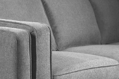 Sofa Kassia de Kort & Co. de 90,6 po en tissu d’apparence lin avec base et pattes en bois - gris