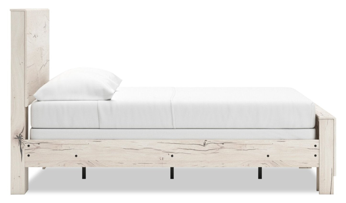 Lit à panneaux Derekson avec tête de lit et cadre, blanc rustique - Pleine grandeur | Lit à panneaux Derekson avec tête de lit et cadre de lit, blanc rustique - format lit double