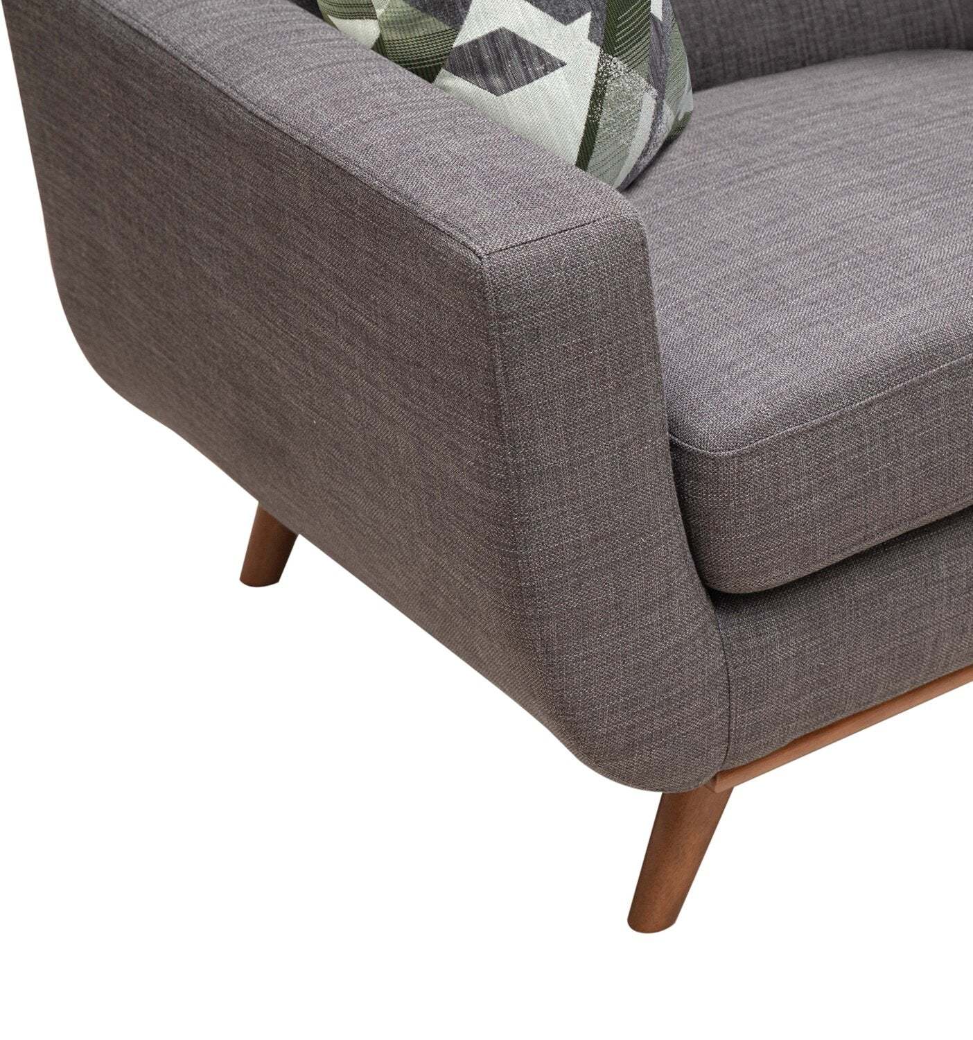 Fauteuil Freeman Kort &amp; Co. de 37 po en tissu d'apparence lin avec pattes en bois et coussin de dossier capitonné - gris anthracite