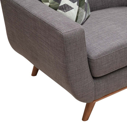 Fauteuil Freeman Kort &amp; Co. de 37 po en tissu d'apparence lin avec pattes en bois et coussin de dossier capitonné - gris anthracite