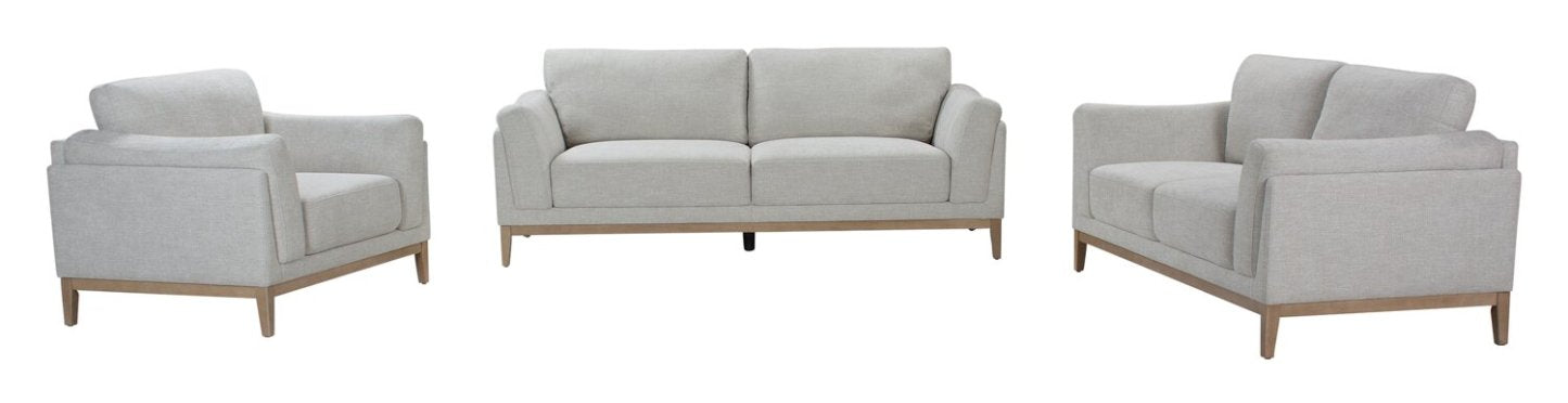 Causeuse Valley de 67,7 po en tissu avec base et pattes en hévéa - sable