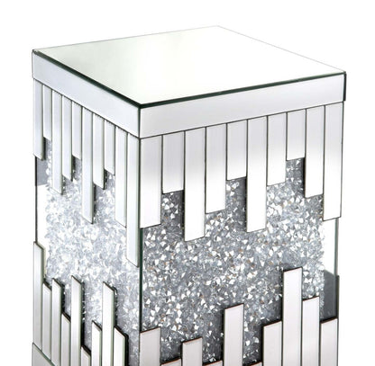 Lori 12 Mirrored Accent Table with Crystals - Silver|Table d'appoint Lori de 12 po en miroir avec cristaux - argentée