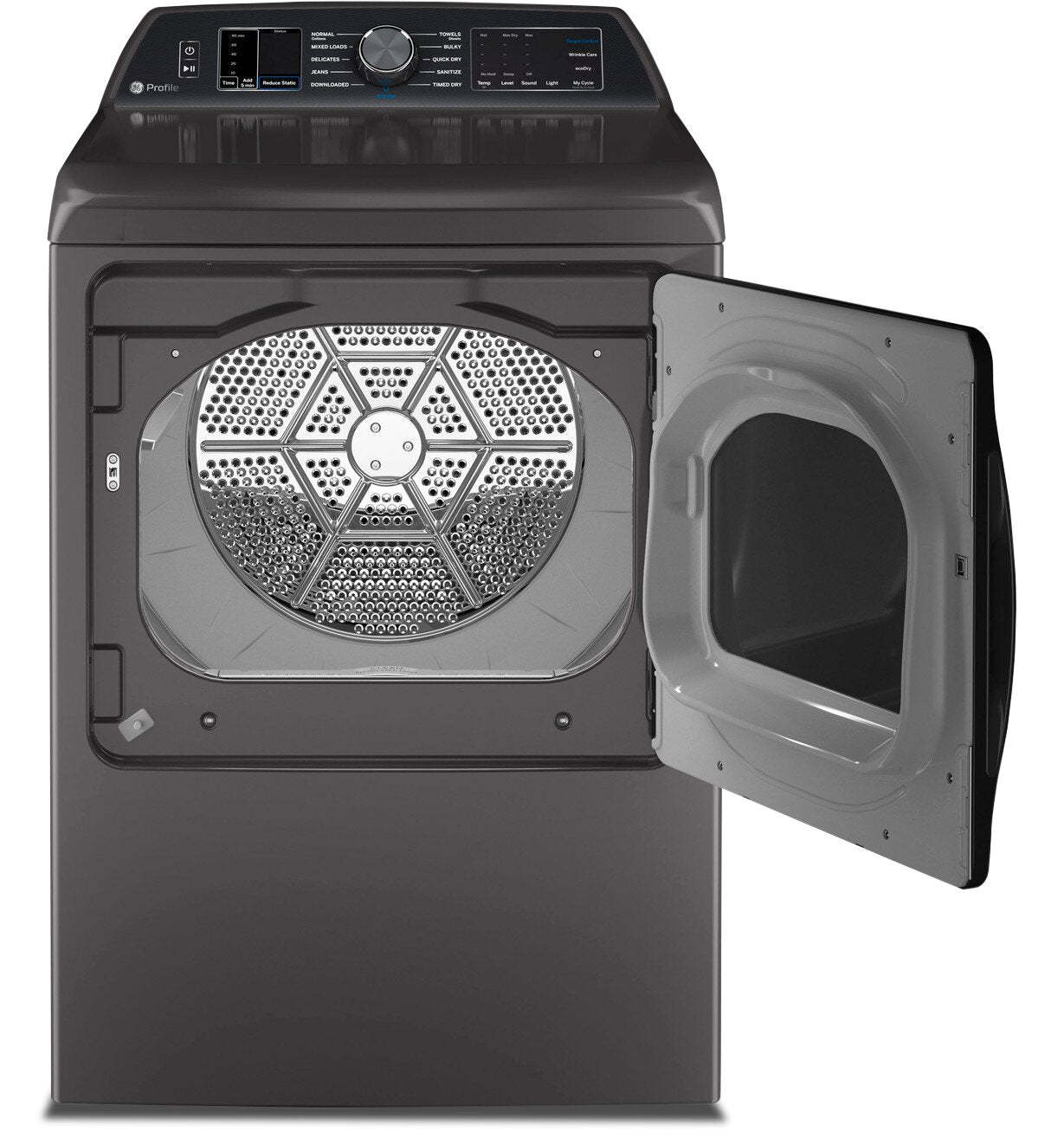 Sécheuse électrique Profile de 7,4 pi³ avec lien à la laveuse - PTD70EBMTDG | Profile 7.4 Cu. Ft. Electric Dryer with Washer Link - PTD70EBMTDG