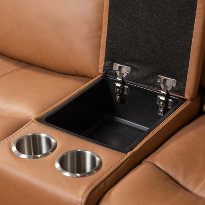 Scott Living Prescott 79 Genuine Leather Power Reclining Loveseat with Power Headrests - Butternut Brown | Causeuse à inclinaison électrique Prescott de Scott Living de 79 po en cuir véritable avec appuie-têtes électriques - brun courge musquée