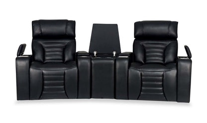 Sofa sectionnel à inclinaison électrique Zen 3 pièces de style cinéma maison en similicuir avec massage et console de rangement - noir