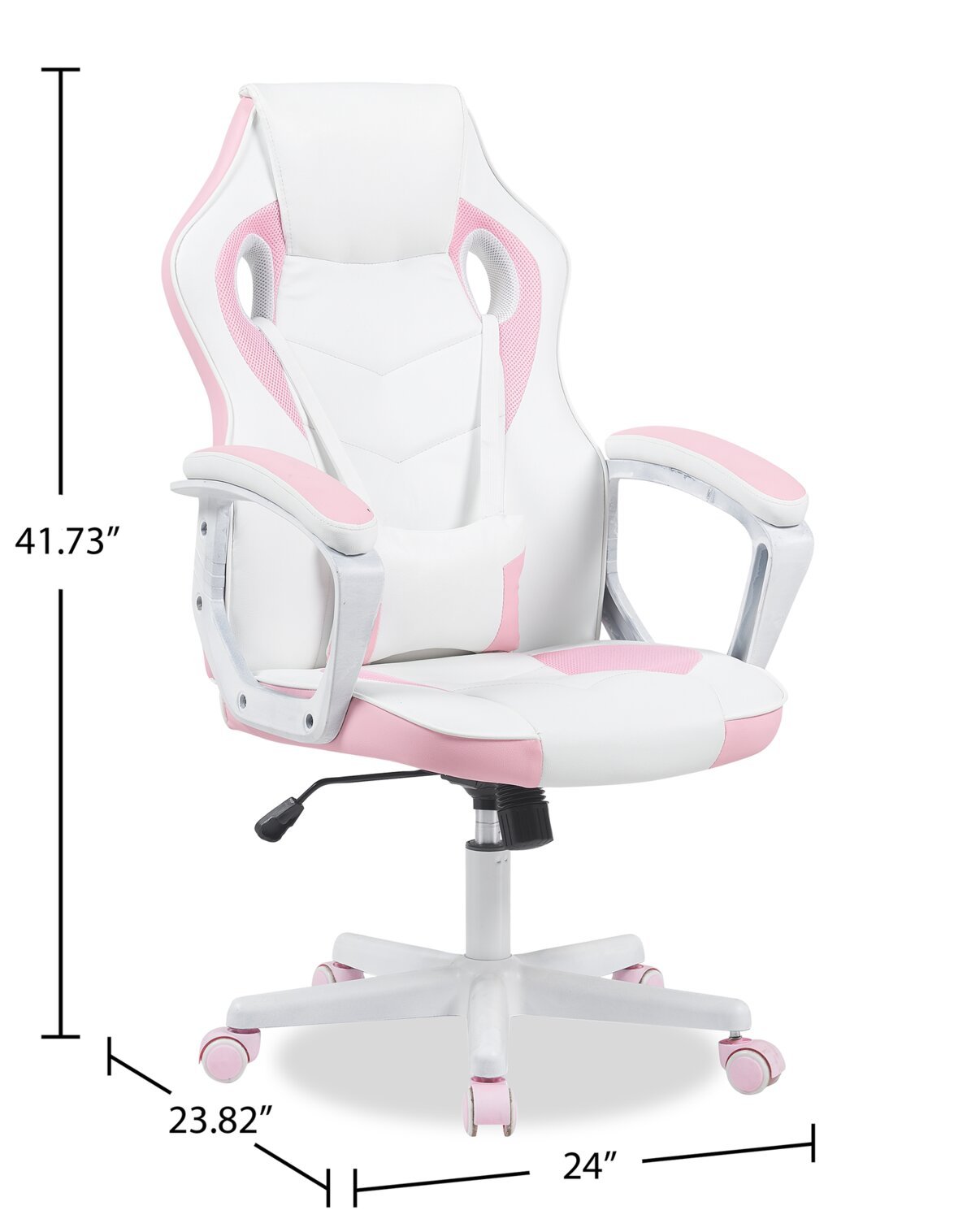 Chaise de jeu ergonomique Velocity 24 - Blanc et rose | Fauteuil de jeu ergonomique Velocity de 24 po - blanc et rose