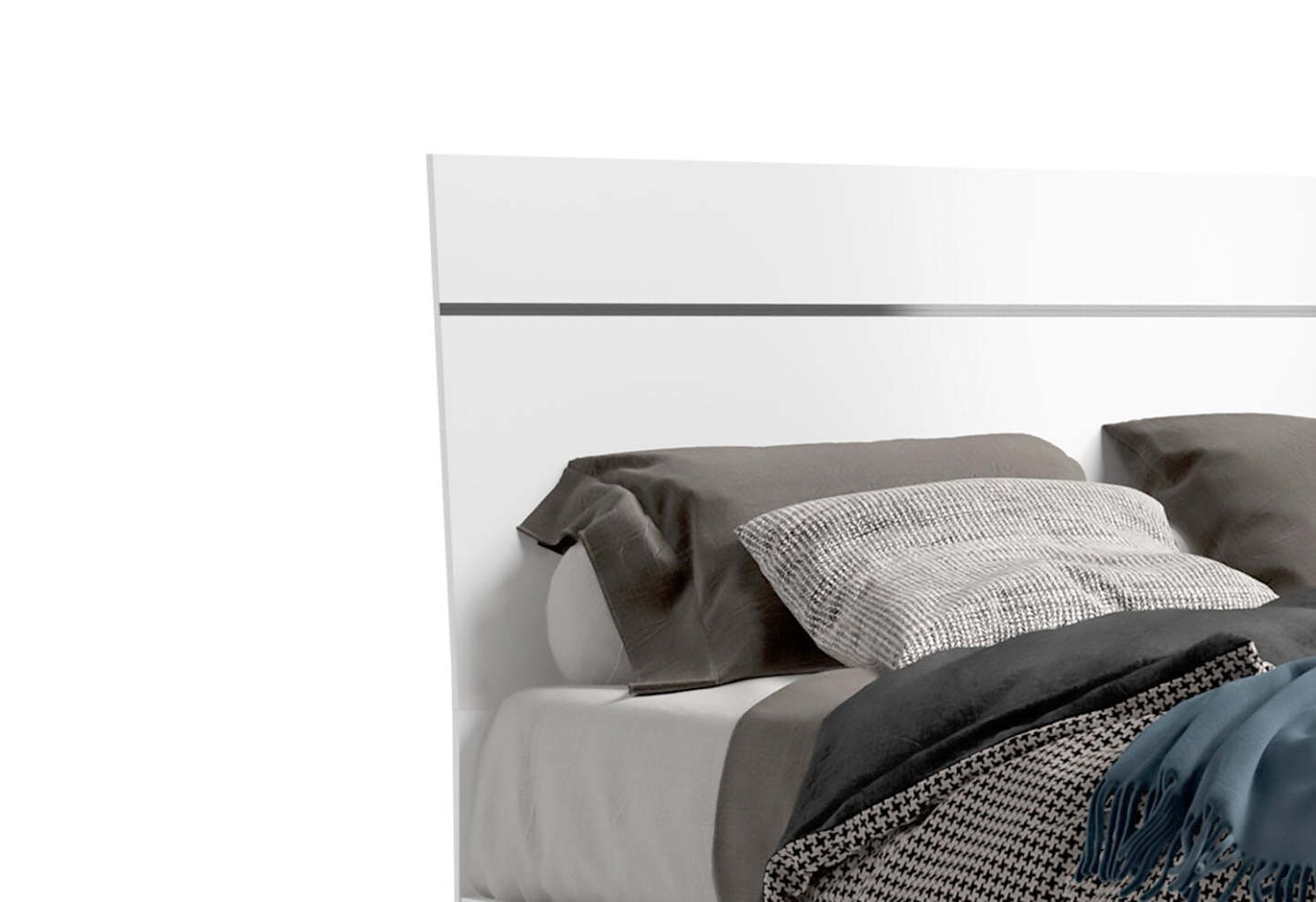 Ensemble de chambre à coucher Gino 6 pièces avec lit à panneaux, commode, miroir et table de nuit - fabriqué en Italie, moderne, blanc - taille king