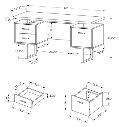 Bureau réversible Teagan 60 à 3 tiroirs - Cerisier|Bureau réversible Teagan de 60 po à 3 tiroirs - cerisier