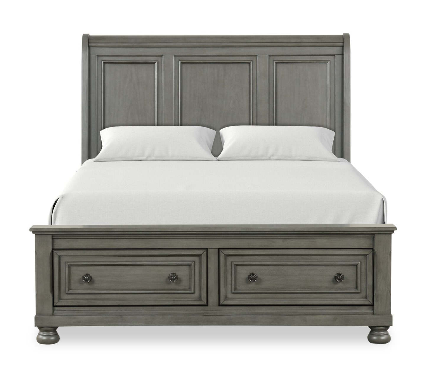 Chelsea 5pc Bedroom Set with Storage Bed, Dresser & Mirror, Grey - Queen Size | Ensemble de chambre à coucher Chelsea 5 pièces avec lit de rangement, commode et miroir, gris - taille queen