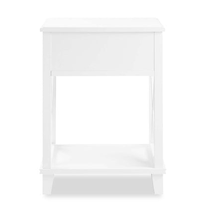 Table de chevet Elle à 1 tiroir, 18 L x 25,75 H - Blanc | Table de nuit Elle de 18 po (l) x 25,75 po (H) à 1 tiroir - blanche