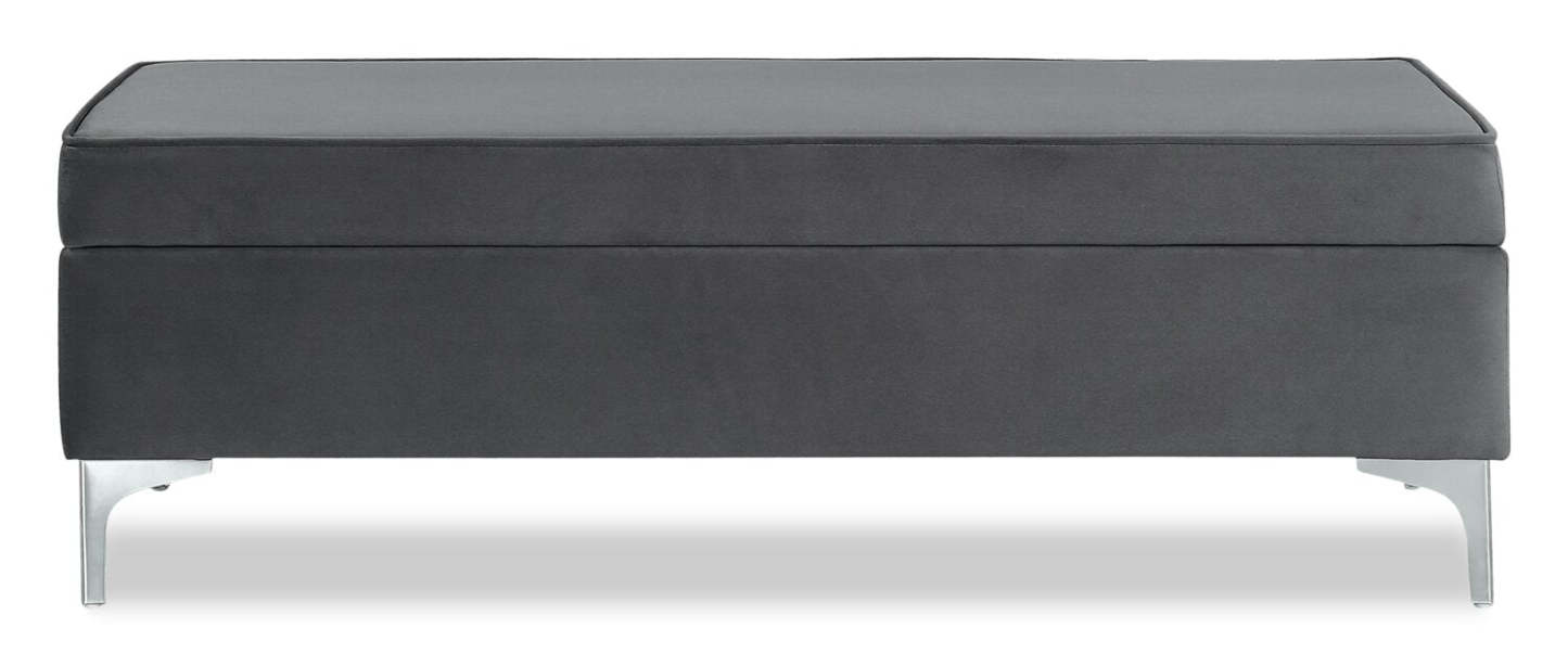 Vivienne 47.25 Pouf de rangement en tissu - Gris | Pouf de rangement Vivienne de 47,25 po en tissu - gris