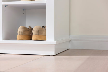 Quinn 39.75 Hall Tree with Shoe Storage - Matte White | Portemanteau Quinn de 39,75 po avec rangement pour chaussures - blanc mat | QUINNHAL