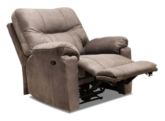 Fabriqué au Canada Fauteuil inclinable coulissant en tissu Gybson 38 - Brun latte | Fauteuil coulissant inclinable Gybson de 38 po fabriqué au Canada en tissu - brun latté