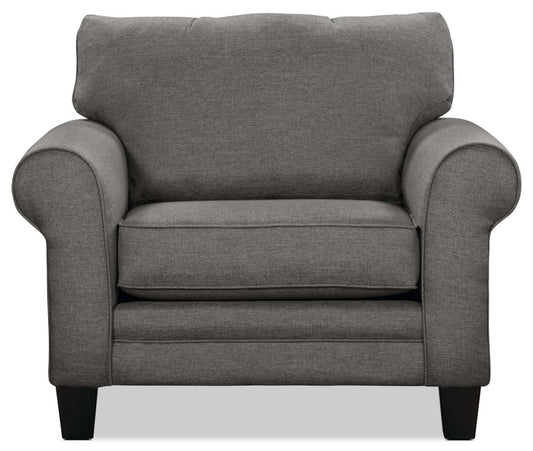 Made in Canada Tula 42 Fabric Chair with Rolled Arms - Steel Grey | Fauteuil Tula de 42 po fabriqué au Canada en tissu avec accoudoirs enroulés - gris acier