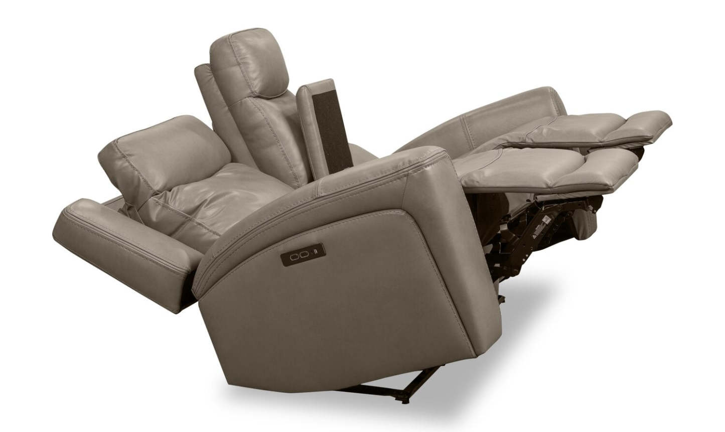 Scott Living Prescott 79 Genuine Leather Power Reclining Loveseat with Power Headrests - Grey | Causeuse à inclinaison électrique Prescott de Scott Living de 79 po en cuir véritable avec appuie-têtes électriques - grise
