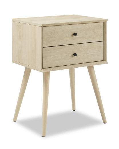 Table de chevet à 2 tiroirs Mori, 18 L x 25,75 H - Naturel | Table de nuit Mori de 18 po (l) x 25,75 po (H) à 2 tiroirs - naturelle