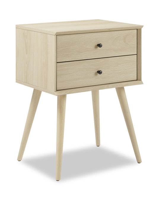 Table de chevet à 2 tiroirs Mori, 18 L x 25,75 H - Naturel | Table de nuit Mori de 18 po (l) x 25,75 po (H) à 2 tiroirs - naturelle