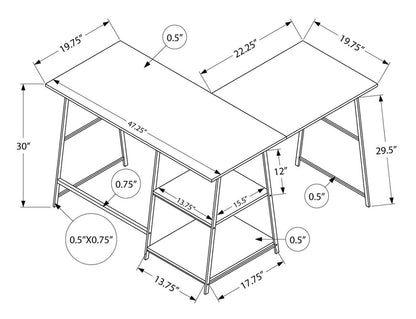 Evlin 42 L-Shaped Office Desk with Shelves - Black Marble-Look|Bureau en forme de L Evlin de 42 po à tablettes - apparence marbre noir