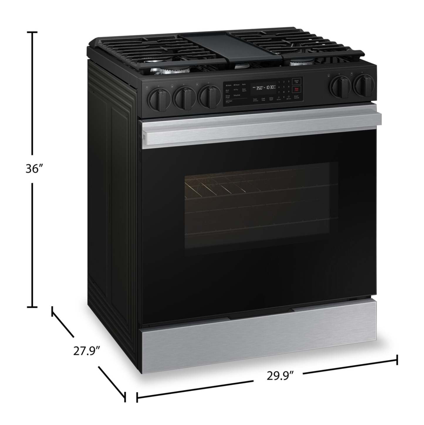 Cuisinière intelligente à gaz encastrée Samsung de 6 pi³ avec friture à air et convection par ventilateur - Acier inoxydable - NSG6D…