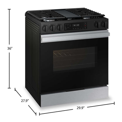Cuisinière intelligente à gaz encastrée Samsung de 6 pi³ avec friture à air et convection par ventilateur - Acier inoxydable - NSG6D…