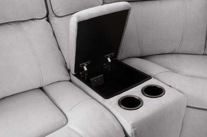 Cindy Crawford Home Newport 6-Piece Faux Suede Power Reclining Sectional with Armless Reclining Chair - Grey | Sofa sectionnel à inclinaison électrique Newport de Cindy Crawford Home 6 pièces en suédine avec fauteuil inclinable sans accoudoirs - gris