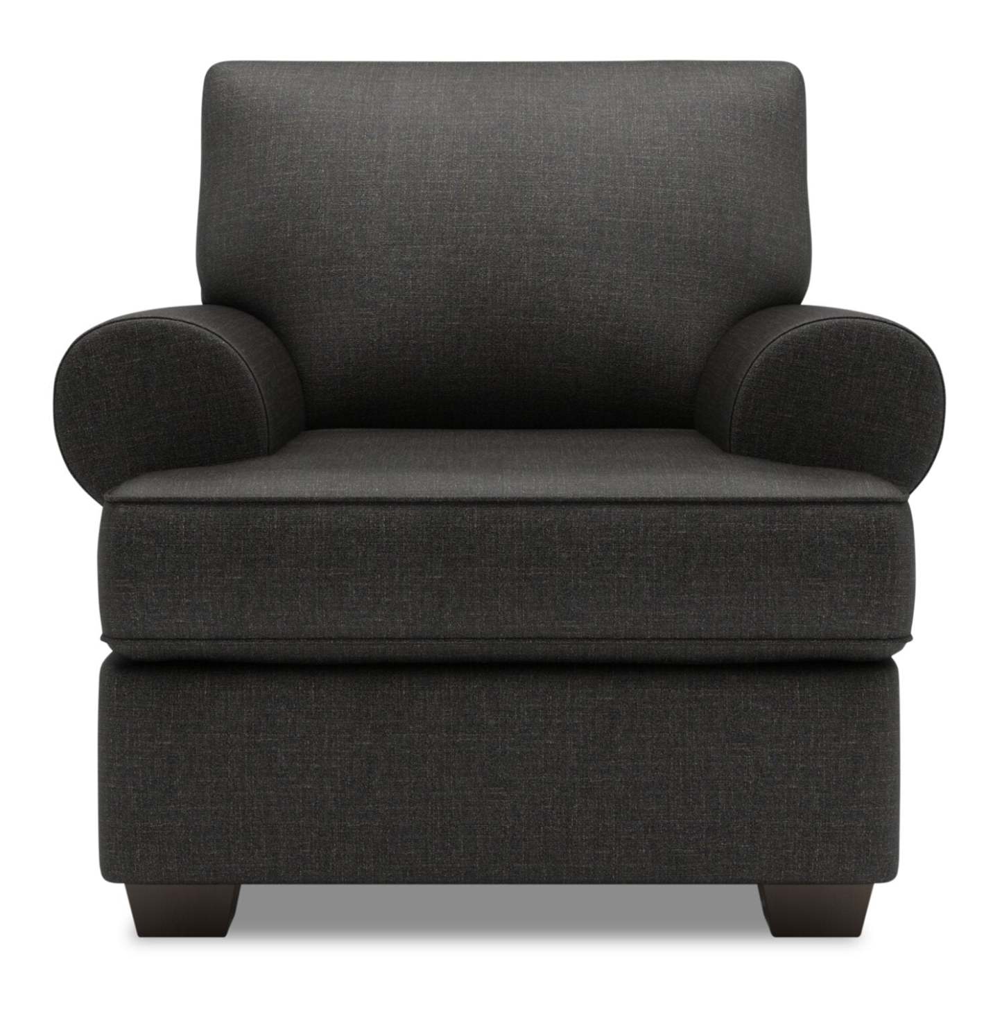 Fauteuil Roll de Sofa Lab personnalisable de 42 po fabriqué au Canada en tissu d'apparence lin avec accoudoirs enroulés - gris Luna Kohl | RO302691