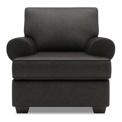 Fauteuil Roll de Sofa Lab personnalisable de 42 po fabriqué au Canada en tissu d'apparence lin avec accoudoirs enroulés - gris Luna Kohl | RO302691