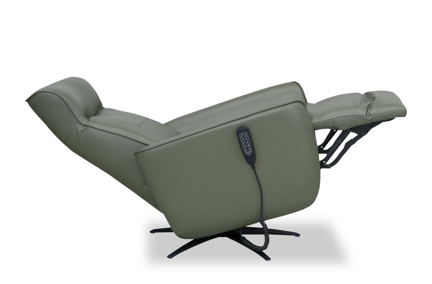 Fauteuil de massage à inclinaison électrique Serene de 31 po en cuir avec véritables appuie-tête électrique et siège chauffant - vert
