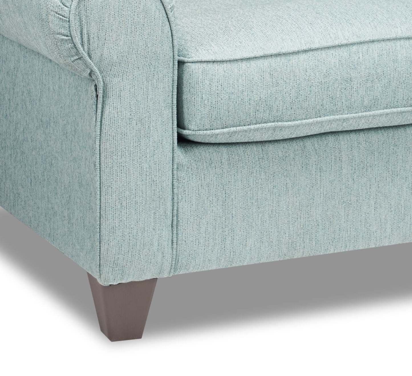 Fabriquée au Canada, causeuse Scarlett de 64 po en tissu de chenille avec accoudoirs enroulés et coussins décoratifs - bleu marine