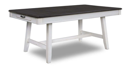 Table de salle à manger Echo avec tiroirs de rangement, bois, base à tréteaux, 70 W - Blanc/Gris | Table de salle à manger Echo de 70 po (L) en bois avec tiroirs de rangement et base à tréteaux - grise et blanche