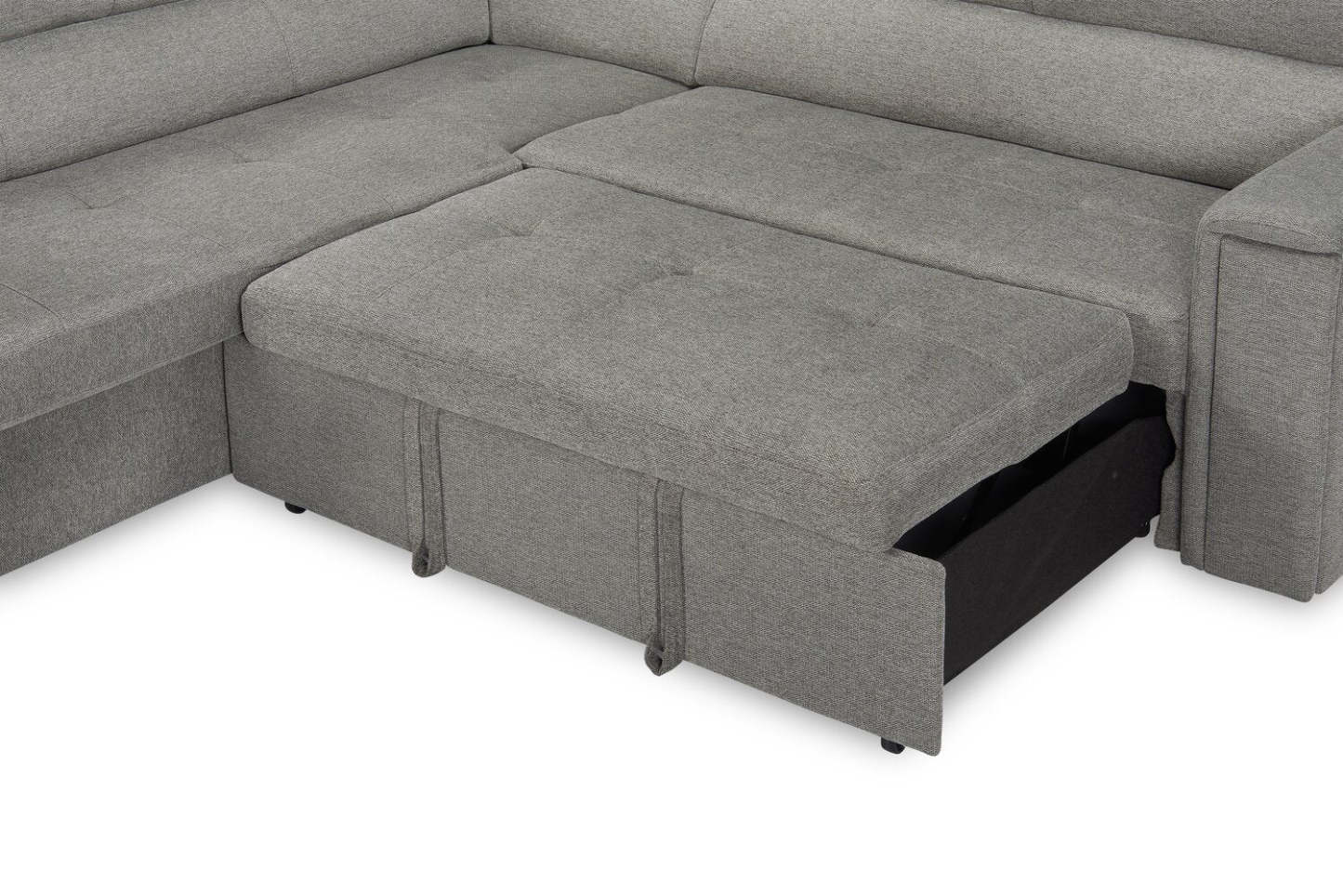 Savvy 2-Piece Right-Facing Linen-Look Fabric Sleeper Sectional with Adjustable Headrests - Grey | Sofa-lit sectionnel de droite Savvy 2 pièces en tissu d’apparence lin avec appuie-têtes réglables - gris