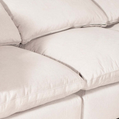 Eclipse Modular 6-Piece Linen-Look Fabric Sectional with Ottomans and Reversible Feather Down Cushions - Linen White | Canapé sectionnel modulaire Eclipse 6 pièces en tissu d’apparence lin avec poufs et coussins réversibles en duvet et plumes - blanc lin