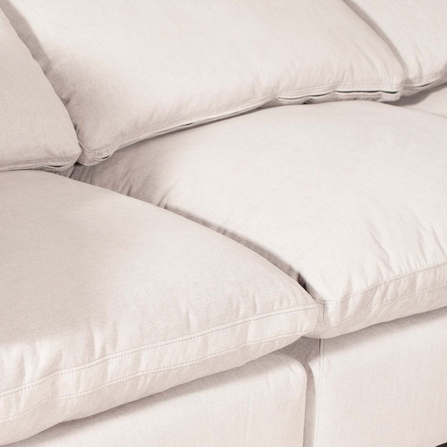 Canapé sectionnel modulaire Eclipse 5 pièces en tissu d'apparence lin avec coussins réversibles en couette et plumes - blanc lin