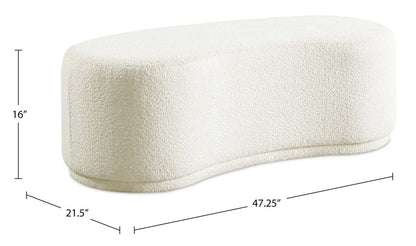 Maren 47.25 Banc courbé en tissu - Crème | Banc arrondi Maren de 47,25 po en tissu - crème