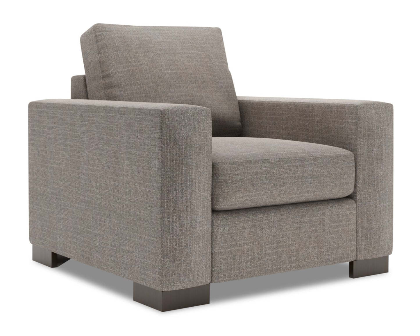 Fauteuil Track de Sofa Lab personnalisable de 38 po fabriqué au Canada en tissu d'apparence lin avec accoudoirs rectilignes - gris Luna Smoke | TR302391