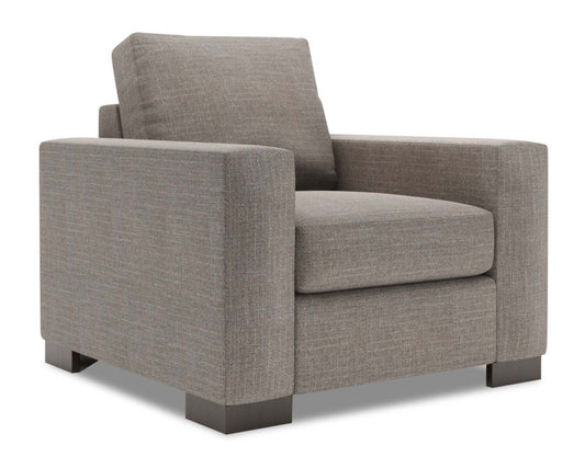 Fauteuil Track de Sofa Lab personnalisable de 38 po fabriqué au Canada en tissu d'apparence lin avec accoudoirs rectilignes - gris Luna Smoke | TR302391