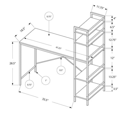 Bureau Kayden de 47,25 po à tablettes ouvertes - espresso
