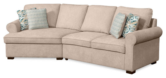 Scott Living Haven 2-Piece Left-Facing Chenille Fabric Cuddler Sectional - Taupe | Canapé sectionnel enveloppant de gauche Haven de Scott Living 2 pièces en tissu de chenille - taupe