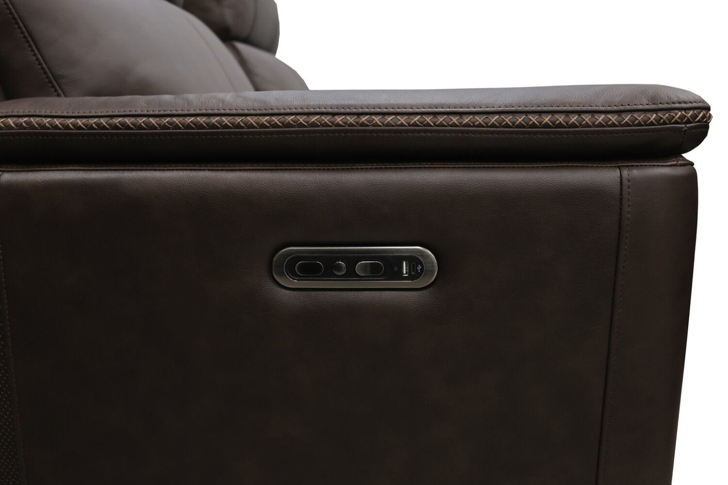 Canapé de massage à inclinaison électrique Vibe de 85 po en cuir avec véritable son immersif et appuie-têtes électriques - brun