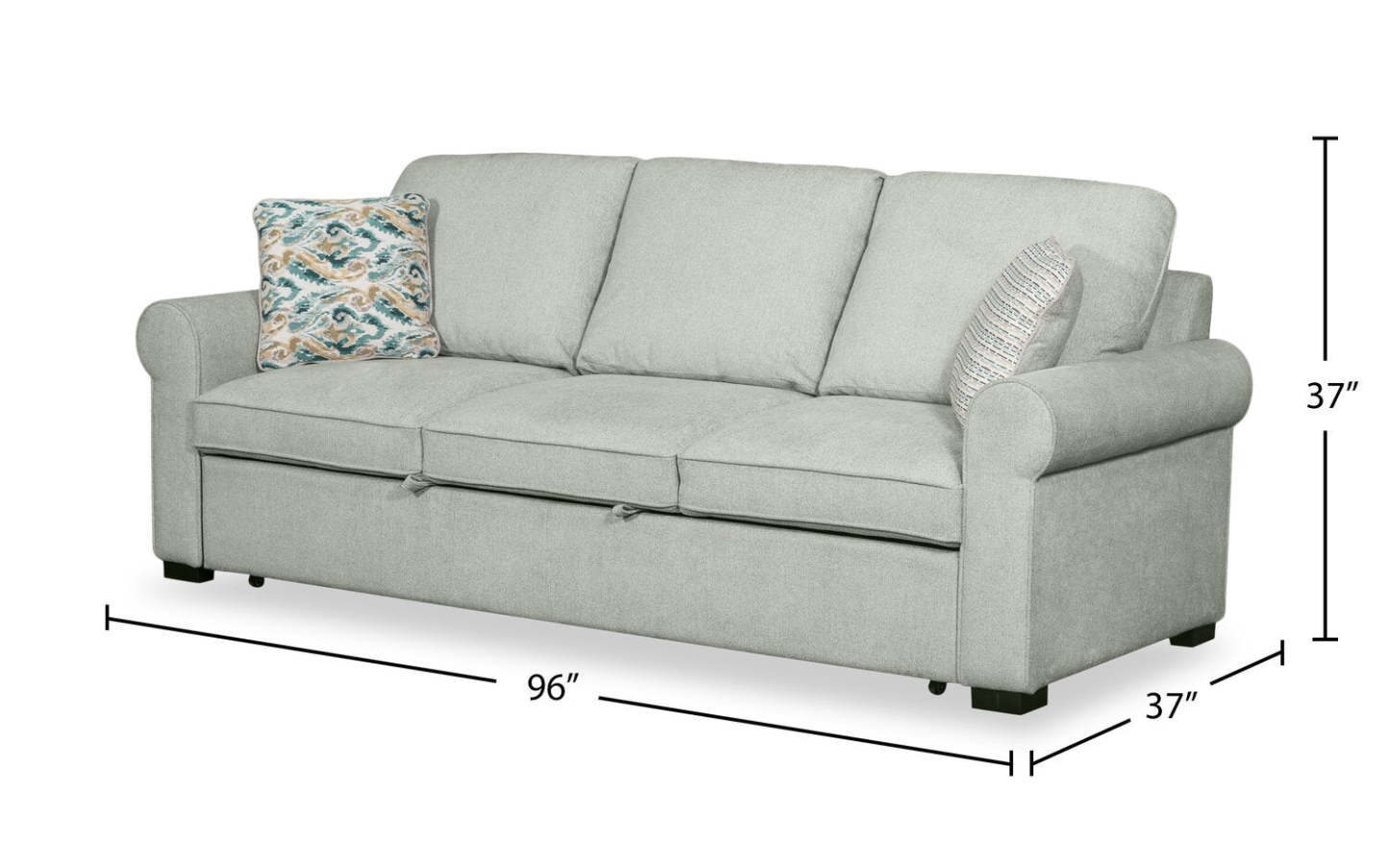 Scott Living Haven 96 Sofa-lit en tissu de chenille avec pattes en bois - bleu écume de mer