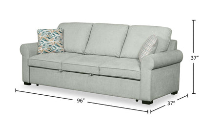 Scott Living Haven 96 Sofa-lit en tissu de chenille avec pattes en bois - bleu écume de mer