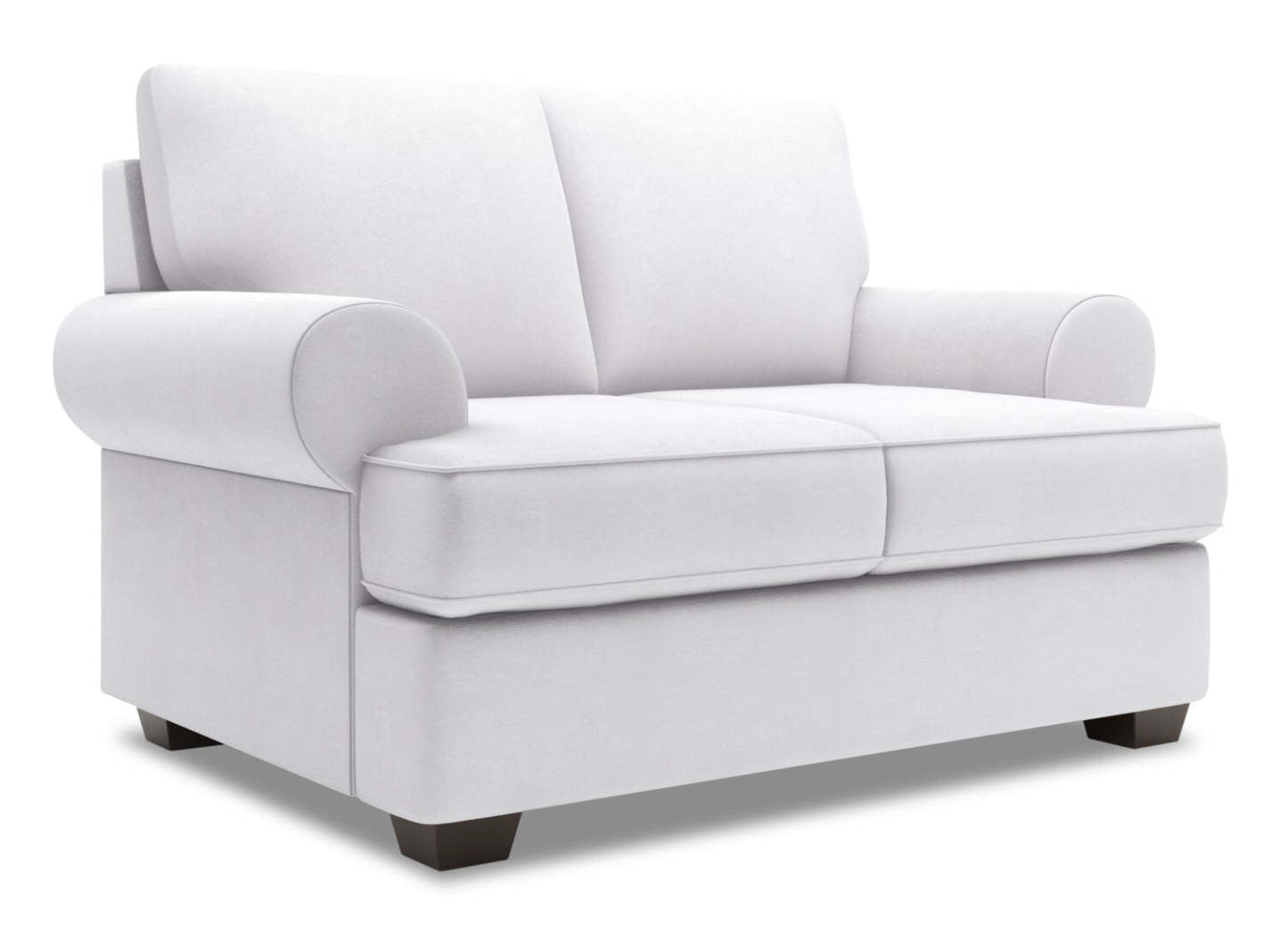 Fabriqué au Canada Causeuse personnalisable Roll de Sofa Lab de 64 po en tissu d'apparence lin avec accoudoirs enroulés - blanc Pax Ice | RO203449